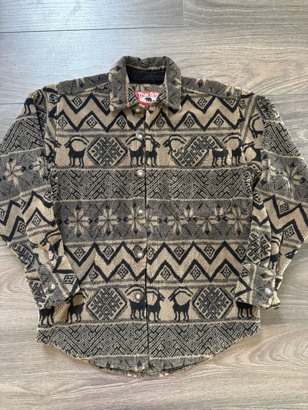 Vintage True Grit Tan & Black Patterned Jacket